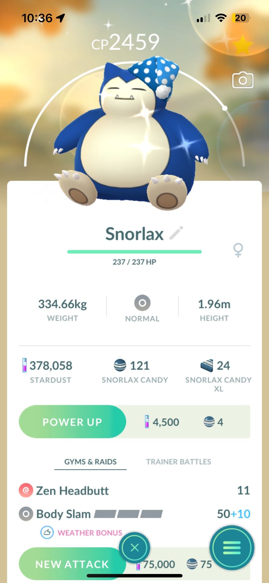Pokemon Go Trade Shiny Nightcap Snorlax