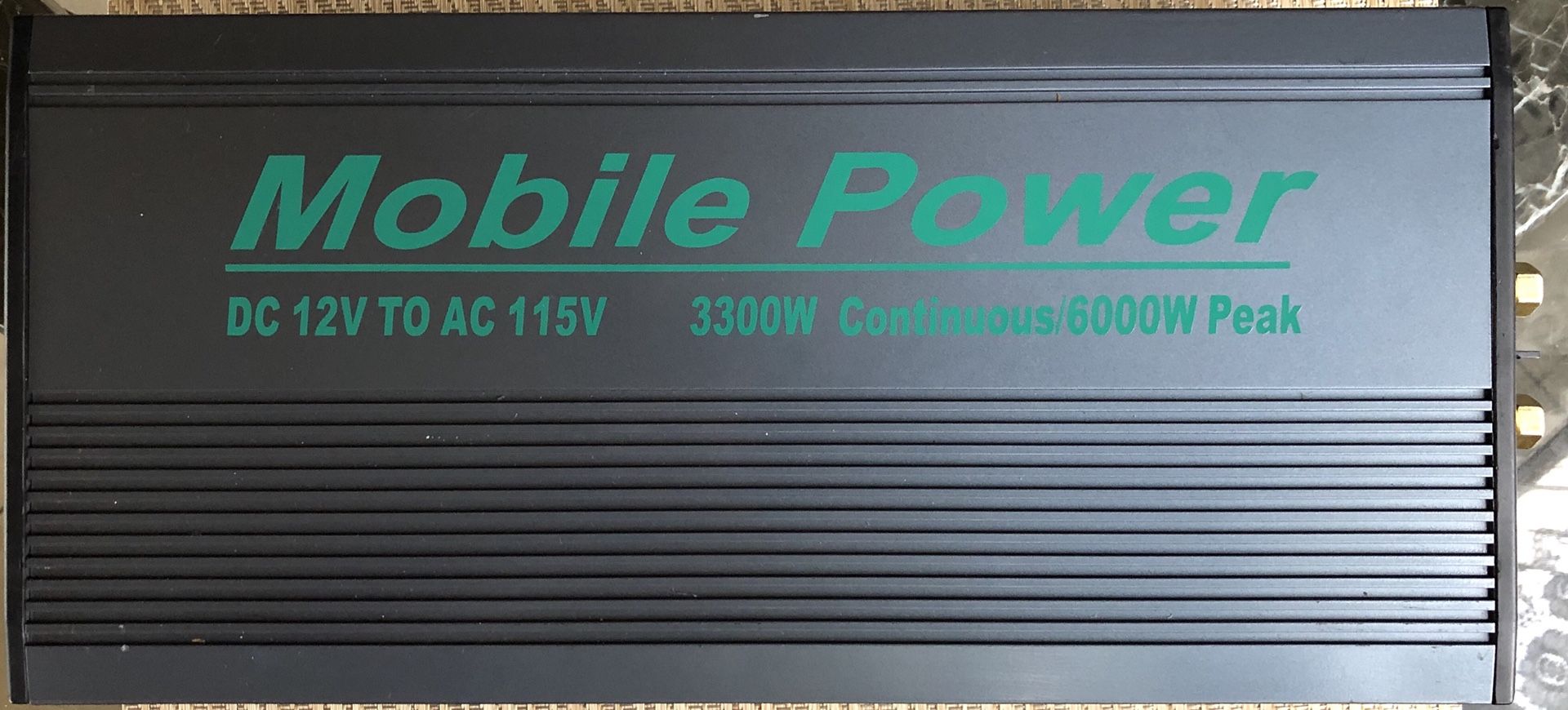 New. Inverter. 6,000 watt Peak 3,300 cont. DC to AC. Can be connected directly to a car battery or other 12V power source. See pictures