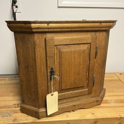 Antique Handmade White Oak Corner Cabinet