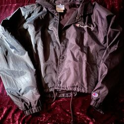 Black Trendy Champion Windbreaker 
