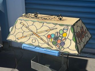 Vintage Stained Glass Billiard Pool Table Lamp