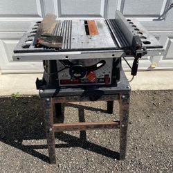 10 inch craftsman tablesaw blade and stand runs great