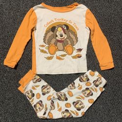 Mickey Mouse boys size 4T Thanksgiving pajama set