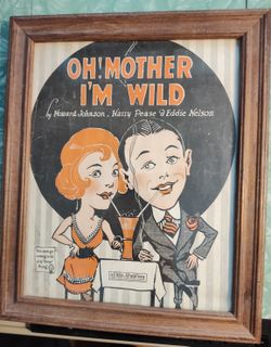 Oh! Mother I 'm Wild 1920 Sheet Music Framed