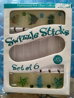 Venezia Art Glass Collection Swizzle Sticks Set NIB 🐟