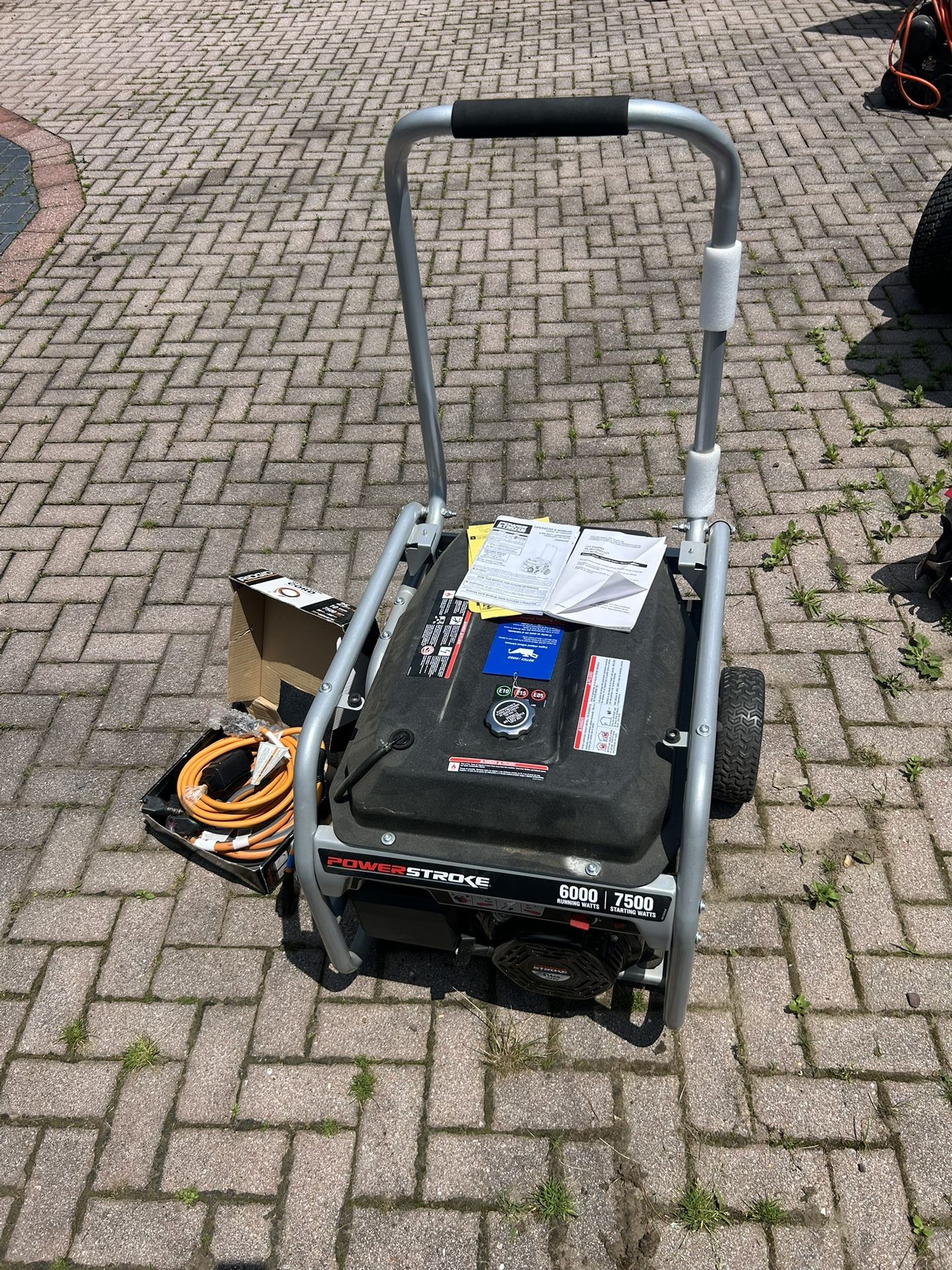 Powerstroke 6000 running watt/ 7500 starting watt generator and cords