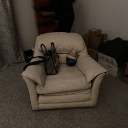 Authentic Italian white Leather Lounge Chair
