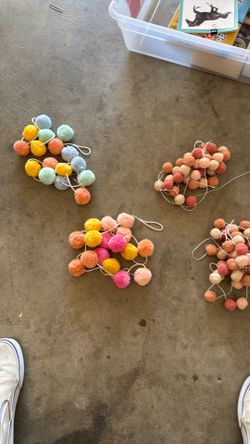 Pom poms hanging