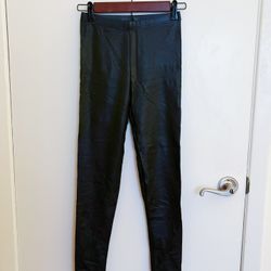 Black faux leather pants
