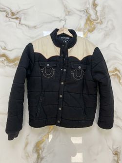 True Religion Men’s Black Denim Western Puffer Jacket Size M / Chaqueta de Mezclilla