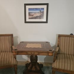Traditional Arm Chairs & Chess/Game Table Set
