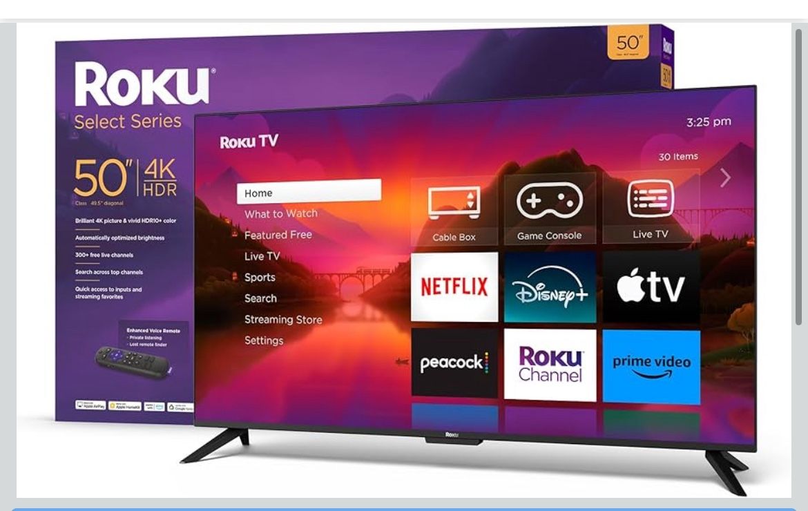 BRAND NEW Roku Smart TV – 50-Inch Select Series 4K HDR, Brilliant 4K Pic