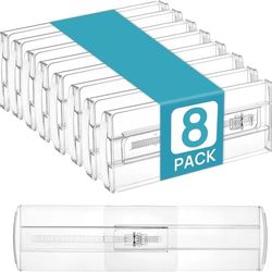 Vtopmart 8 Pack Drawer Dividers for Clothes, 4" High 10.2"-16.6" Adjustable Expandable Dresser Drawer Organizer, Clear Plastic Separators for Dresser,