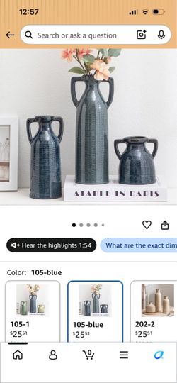 Blue Ceramic Vase Set of 3