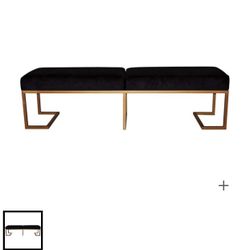 70” Wide Black Velvet 2 Seat 