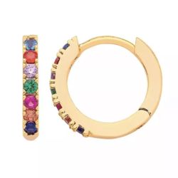 Multicoloured Pave Set Hopp Earrings Gold Plated Estella Bartlett 