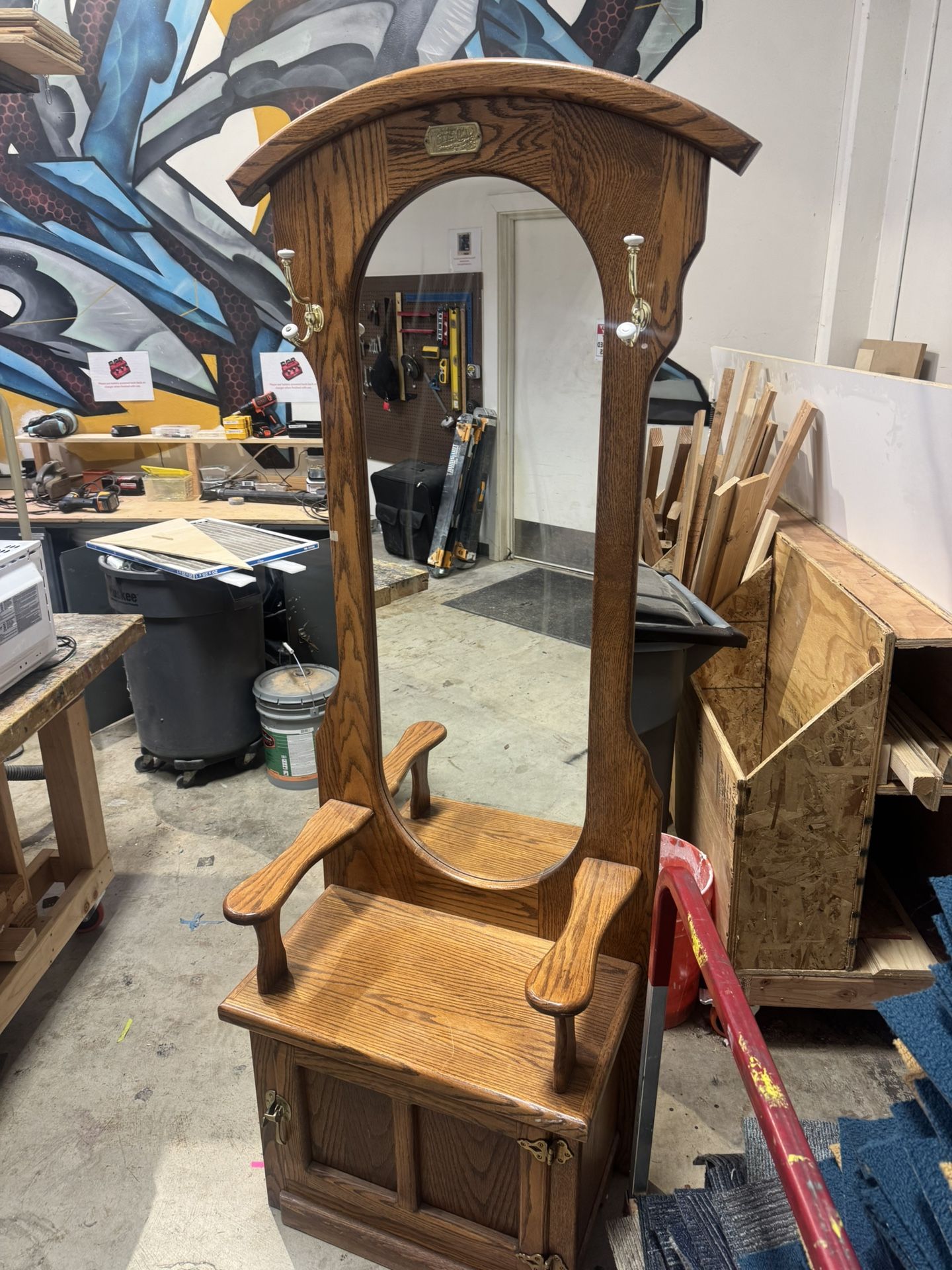 Entryway Coat Rack With Mirror And Storage