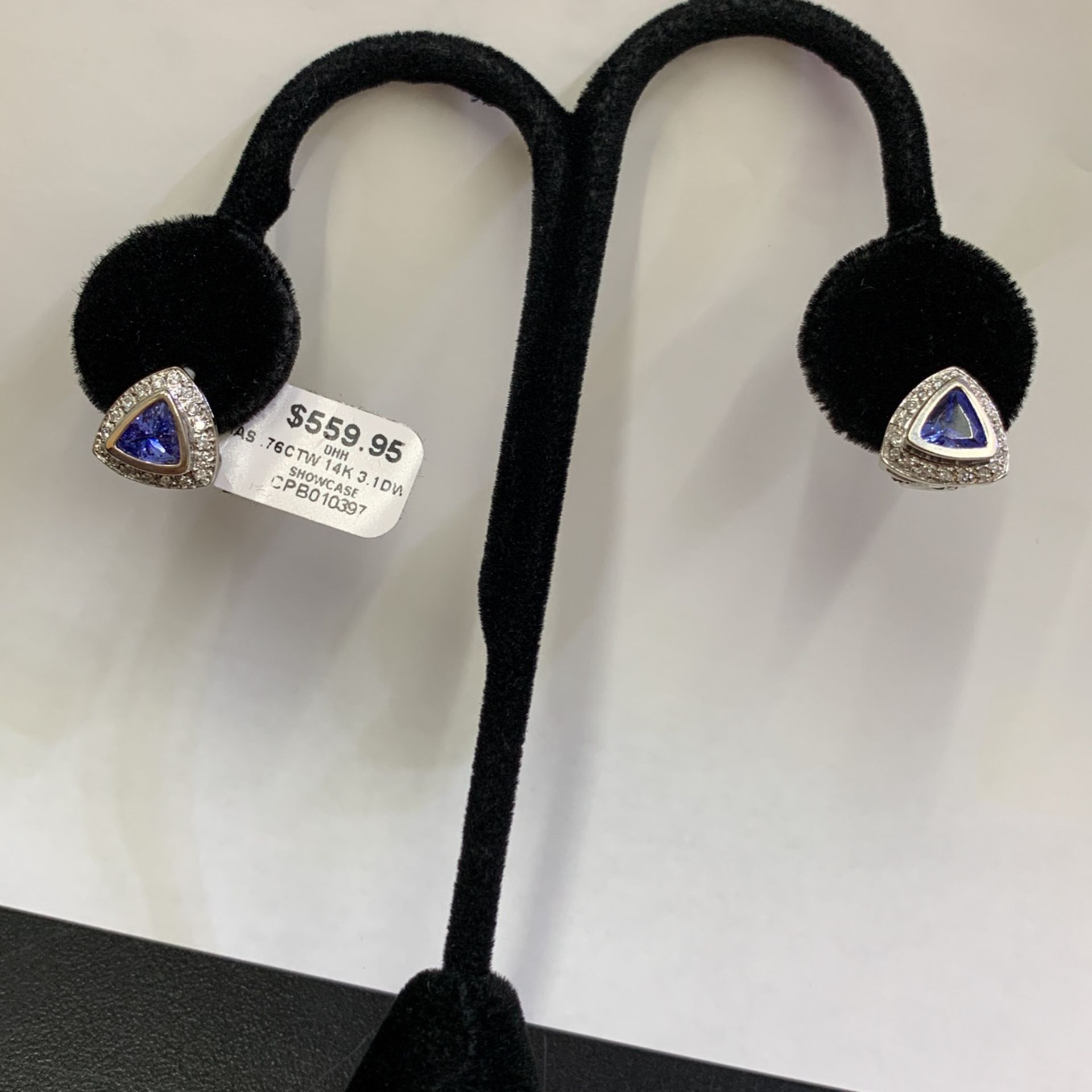 14k WG Diamond/ Blue Stone Earrings 