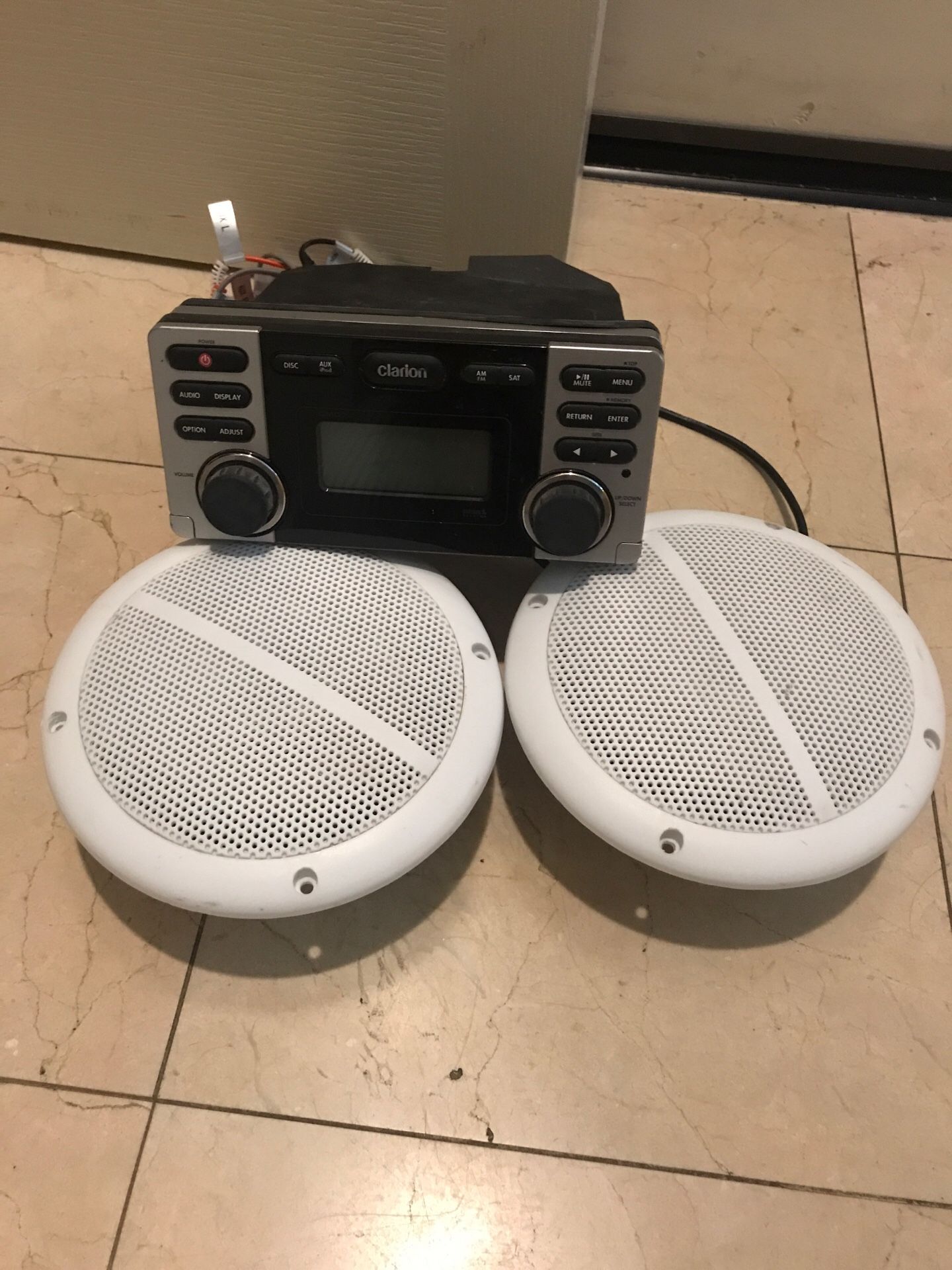 Clarion CMD7 Marine boat radio with speakers