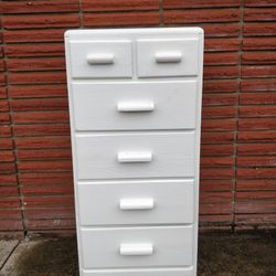 Tall White Painted 6 Drawer Small Dresser 
