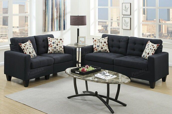 Sofa & Loveseat Set - AVAILABLE IN BLACK OR BLUE GREY COLOR 