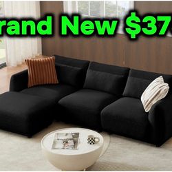 Black L Shape Sectional Couch 🛋️ Delivery Extra Cost 💲 New In Box Sealed