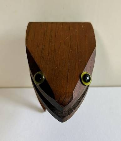 Vintage Mid Century Modern Wood Letter Paper Holder Frog Home Office Decor Accent