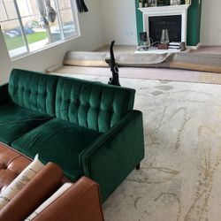 Green Velvet Reclining Couch 