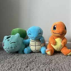 Official Pokémon WCT Sleeping Plush Set – Bulbasaur, Squirtle & Charmander (8")