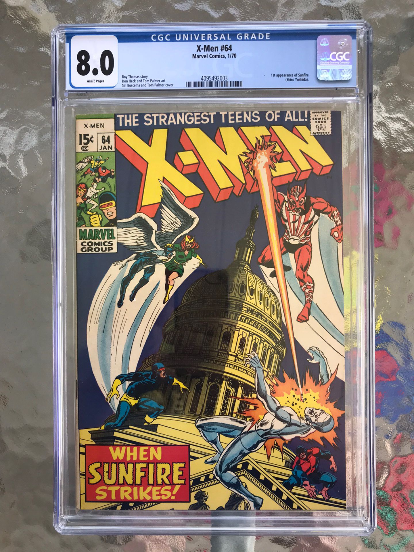 X-Men #64 (1970) CGC 8.0 — White Pgs; 1st Appearance Of Sunfire (Shiro Yoshida)