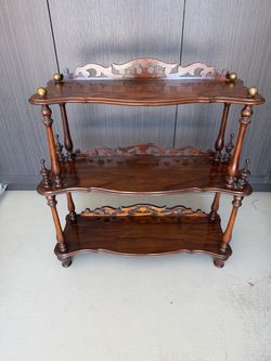 Antique Victorian Style 3-Tier Wooden Whatnot Shelf / Etagère