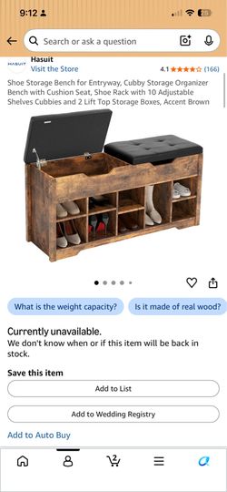Shoe storage and bench for entryway