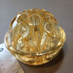 Vintage Art Deco Heavy Pressed Glass Flower Frog