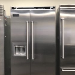 Viking 42”Wide Built In Side By Side Stainless Steel Refrigerator 