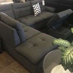 Sectional With Storage Ottoman 
