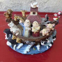 Noah’s Ark Musical Figurine – Animals Boat Scene Decor (Wind-Up)