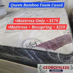 Queen Mattress / Bamboo Foam Cased 