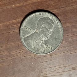 1943 Steel Wheat Lincoln Penny With No Mint Mark 