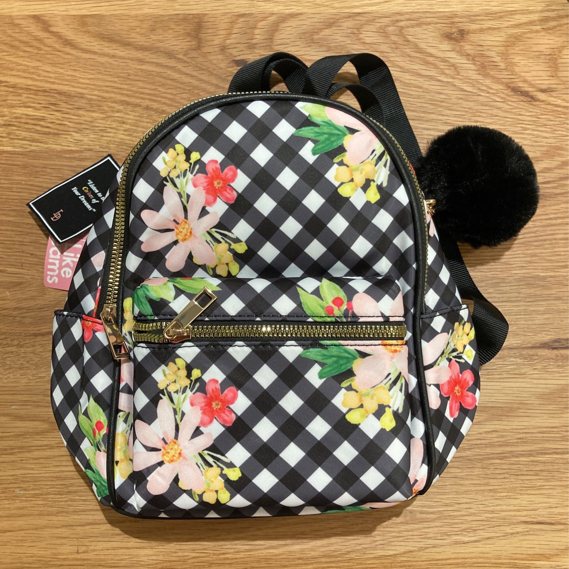 Black Floral Backpack 