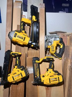 Lot Sale - (4) Dewalt Cordless:  21 Framing Nailer, 18Ga Brad Nailer, 15Ga Angle Nail, Jig Saw  (Lightly Use)