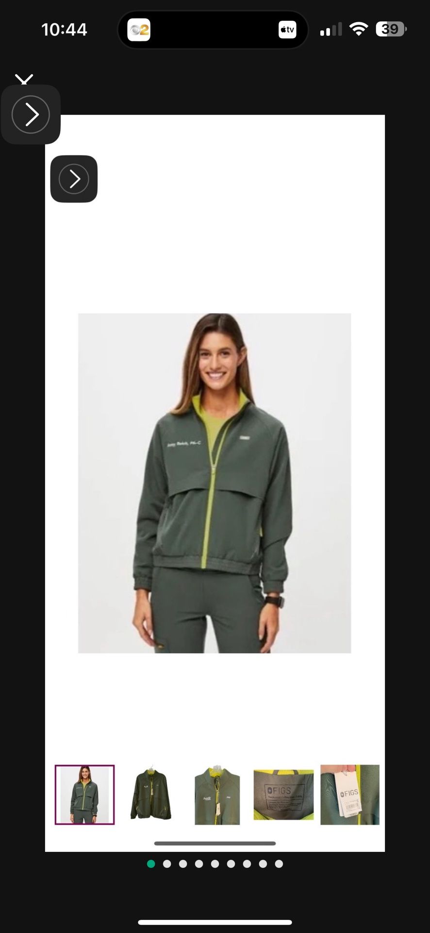 Figs XXL Scrub Sydney Technical Bonsai Green Jacket