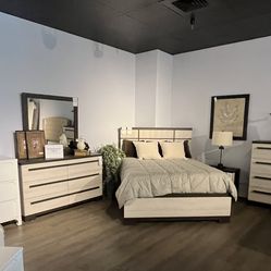Queen Bed Frame, Dresser, Mirror And Nightstand 