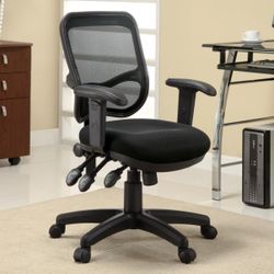 Silla de Oficina Ergonómica Ajustable Tapizada - Negra 