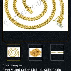 14k White Gold Miami Cuban Necklace & Bracelet Set