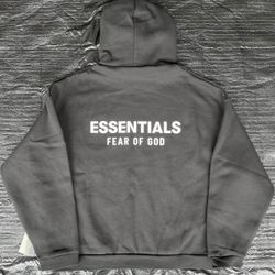 🖤 Fear of God Essentials Hoodie – Black with White Lettering Fleece Sizes S M L