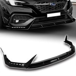 For 2022-26 Subaru WRX Painted BLK Front Bumper Lip LED Sequential Running Light -(2-PU-208-LED-PBK