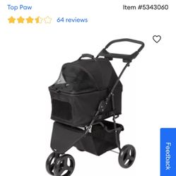 Top Dog 3 Wheel pet stroller with canopy cover Up To 30lbs 