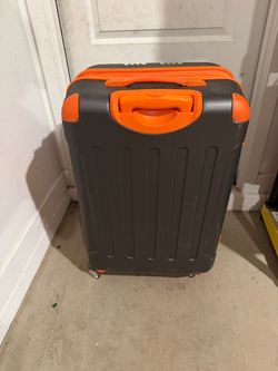 Hard Shell Rolling Suitcase Gray and Orange
