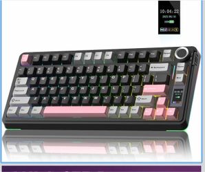 AULA S75 PRO Wireless Mechanical Gaming Keyboard with Screen&Knob, 80 Keys Tri-Mode Hot Swappable Gaming Keyboard 75%, Pre-lubed Switches, RGB Backlit