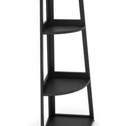 Corner Shelf, 4 Tier Bamboo Corner Bookshelf, 47.2 Inch Tall Bookcase - Black